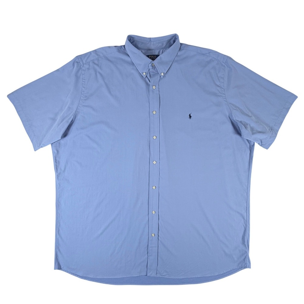Polo Ralph Lauren Performance Shirt Mens 3XLT Blue Short Sleeve Button Down Logo
